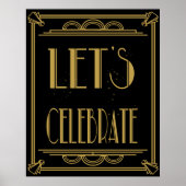 Art Deco Gatsby laat 'printen' vieren Poster (Voorkant)