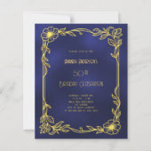 Art Deco Gatsby marineblauw goud uitnodiging voor  (Voorkant)