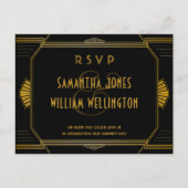 Art Deco Gatsby Modern Wedding RSVP Briefkaart (Voorkant)