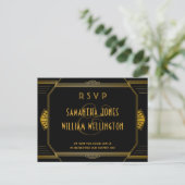 Art Deco Gatsby Modern Wedding RSVP Briefkaart (Staand voorkant)