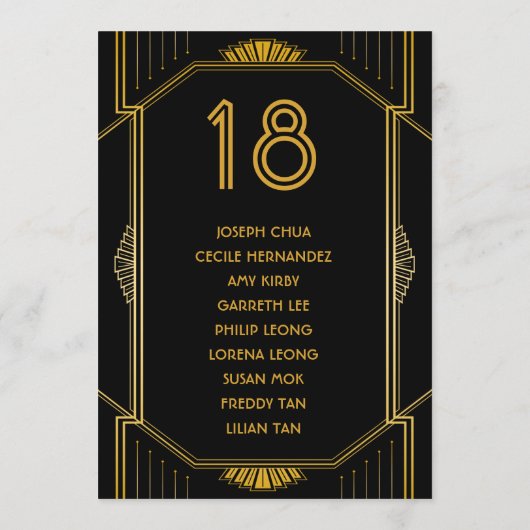 Art Deco Gatsby Modern Wedding Seating Chart Programmakaart (Achterkant)