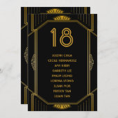 Art Deco Gatsby Modern Wedding Seating Chart Programmakaart (Voorkant / Achterkant)