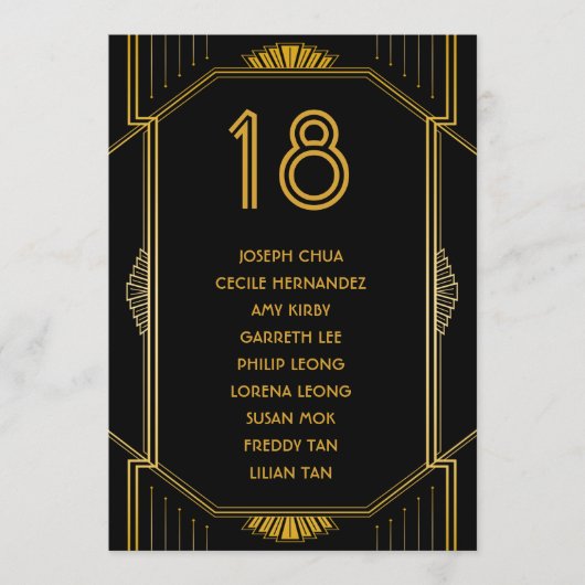 Art Deco Gatsby Modern Wedding Seating Chart Programmakaart (Voorkant)