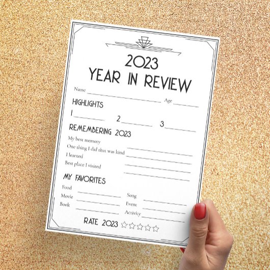 Art Deco Gatsby Nieuwjaar Feestjaar in Review Kaar