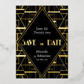 Art Deco  Gatsby Opslaan Datum Folie Uitnodiging (Voorkant)