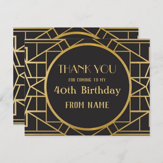 Art Deco Gatsby Party uit 1920 - Hartelijk dank vo Kaart (Voorkant / Achterkant)