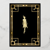 Art Deco Gatsby Roaring 20s 30th Birthday Real Folie Uitnodiging (Achterkant)
