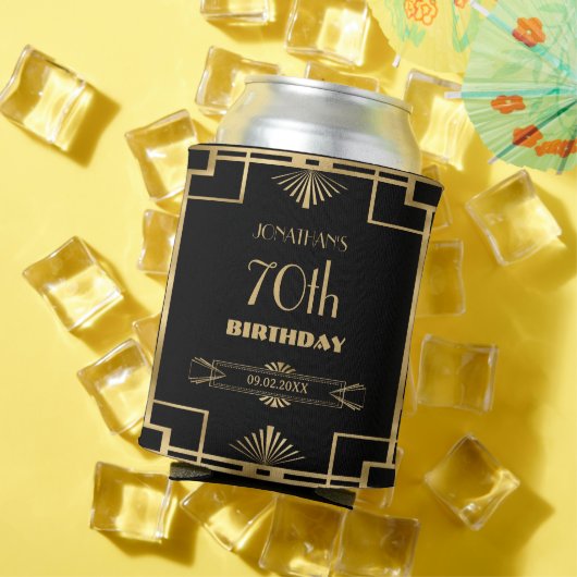 Art Deco Gatsby Roaring 20s Black Gold Verjaardag Blikjeskoeler (Insitu Zomer)