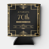 Art Deco Gatsby Roaring 20s Black Gold Verjaardag Blikjeskoeler (Voorkant)