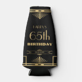 Art Deco Gatsby Roaring 20s Black Gold Verjaardag Flesjeskoeler (Voorkant)