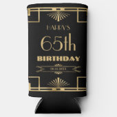 Art Deco Gatsby Roaring 20s Black Gold Verjaardag Seltzer Blikjeskoeler (Voorkant)