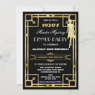 Art Deco Gatsby Roaring 20s Moord Mysterie Feest Kaart