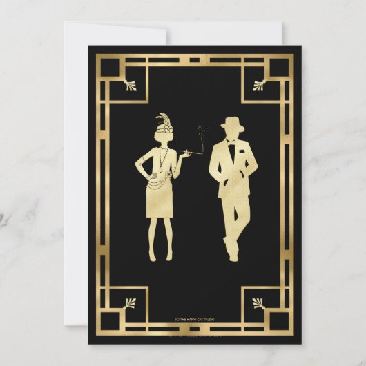 Art Deco Gatsby Roaring 20s Moord Mystery Feest Kaart (Achterkant)