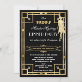 Art Deco Gatsby Roaring 20s Moordmysterie Feest Kaart (Voorkant)