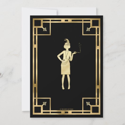 Art Deco Gatsby Roaring 20s Moordmysterie Feest Kaart (Achterkant)