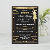 Art Deco Gatsby Roaring 20s Murder Mystery Feest Kaart (Staand voorkant)