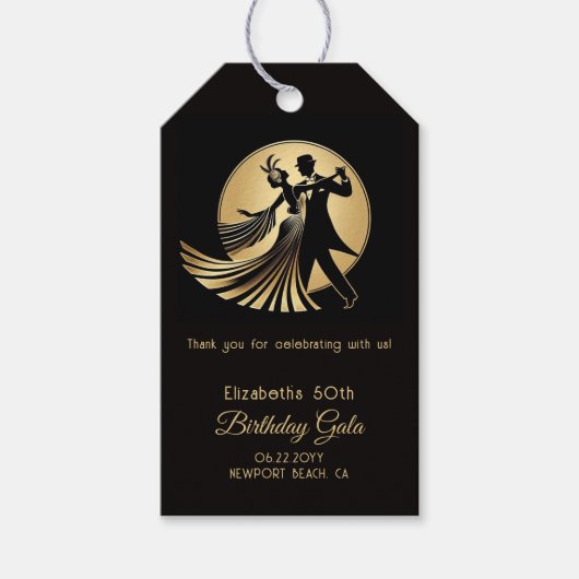 Art Deco Gatsby Roaring 20s Prohibition Custom Cadeaulabel (Voorkant)
