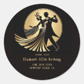 Art Deco Gatsby Roaring 20s Prohibition Party Gala Ronde Sticker (Voorkant)