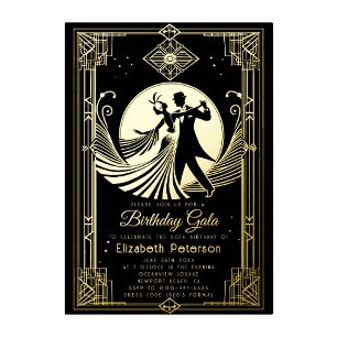 Art Deco Gatsby Roaring Twenties Prohibitie Verjaa Folie Uitnodiging