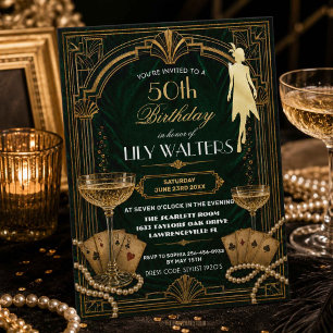 Art Deco Gatsby Roaring Twenties Verjaardag ELKE L Kaart