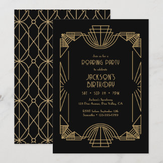 Art Deco / Gatsby / Roaring Twenties Verjaardagsfe Kaart