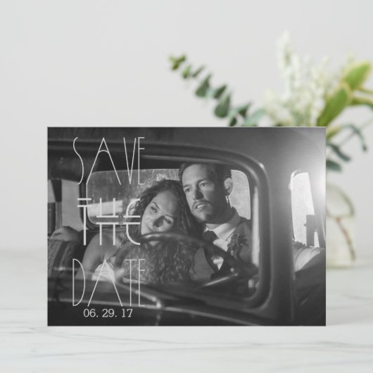 Art Deco Gatsby Save the Date | 5x7 Uitnodigen Tic Kaart (Staand voorkant)