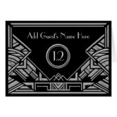 Art Deco Gatsby Silver Gray Wedding Escort Cards (Voorkant Horizontaal)