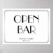 Art Deco Gatsby Silver Wedding Open Bar 24x18 Poster (Voorkant)