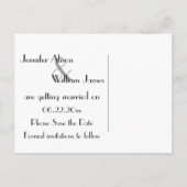 Art Deco Gatsby Stijl Bruiloft Save the Date Aankondigingskaart (Achterkant)
