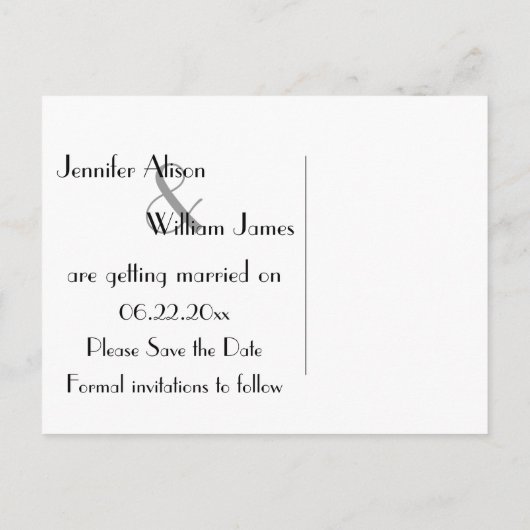 Art Deco Gatsby Stijl Bruiloft Save the Date Aankondigingskaart (Achterkant)