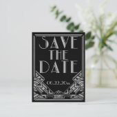 Art Deco Gatsby Stijl Bruiloft Save the Date Aankondigingskaart (Staand voorkant)