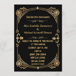 Art Deco Gatsby stijl bruiloft uitnodiging