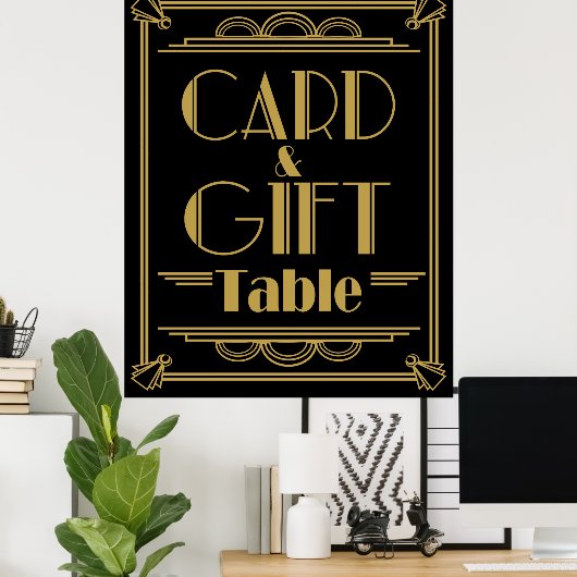 Art Deco Gatsby stijl Cadeau en kaart Tafel bruilo Poster (Thuiskantoor)