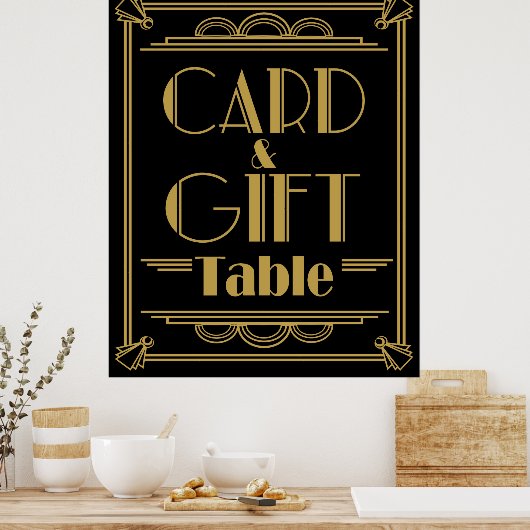 Art Deco Gatsby stijl Cadeau en kaart Tafel bruilo Poster (Keuken)