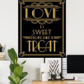 Art Deco Gatsby-stijl "Liefde is zoet"-druk Poster (Thuiskantoor)