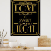 Art Deco Gatsby-stijl "Liefde is zoet"-druk Poster (Keuken)