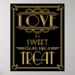 Art Deco Gatsby-stijl "Liefde is zoet"-druk Poster