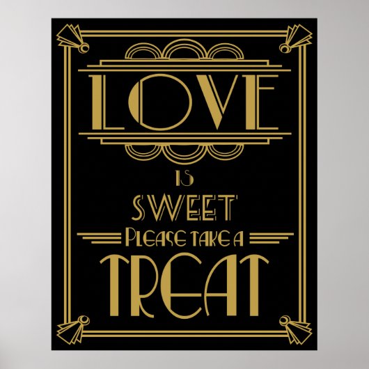 Art Deco Gatsby-stijl "Liefde is zoet"-druk Poster (Voorkant)