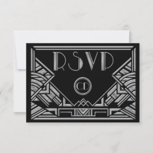 Art Deco Gatsby Stijl Trouw RSVP Antwoordkaarten Kaartje