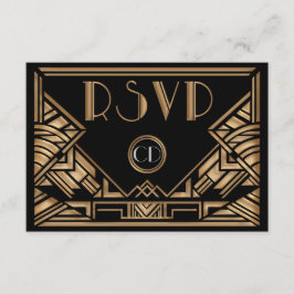 Art Deco Gatsby Stijl Trouwfeest RSVP Antwoordkaar Kaartje