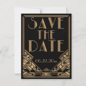 Art Deco Gatsby stijl trouwkaart Save the Date (Voorkant)