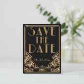 Art Deco Gatsby stijl trouwkaart Save the Date (Staand voorkant)