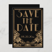 Art Deco Gatsby stijl trouwkaart Save the Date (Voorkant / Achterkant)