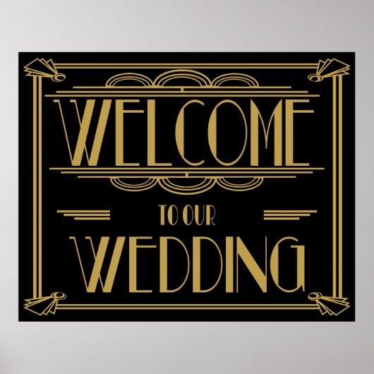 Art Deco Gatsby stijl "Welkom bij onze bruiloft" Poster (Voorkant)