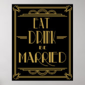 Art Deco Gatsby Style Afdruk "Eat Drink be married Poster (Voorkant)