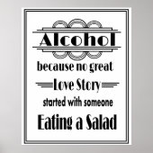 Art Deco Gatsby Style Alcohol white & black prin Poster (Voorkant)
