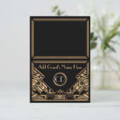 Art Deco Gatsby Style Weddenschap Snel Place Kaart (Staand voorkant)