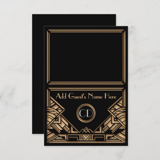 Art Deco Gatsby Style Weddenschap Snel Place Kaart (Voorkant / Achterkant)