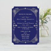Art Deco Gatsby Style Wedding Invitation Kari 1 Kaart (Staand voorkant)