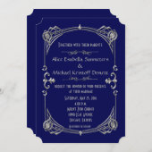 Art Deco Gatsby Style Wedding Invitation Kari 2 Kaart (Voorkant / Achterkant)